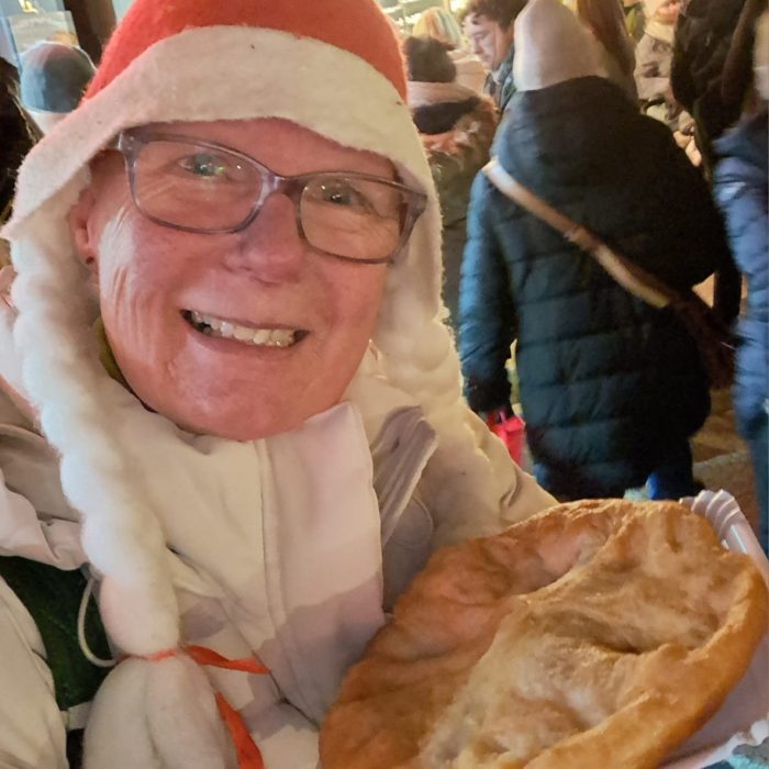 Eating Hungarian Fank at the Christmas Market in Cologne